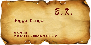 Bogye Kinga névjegykártya